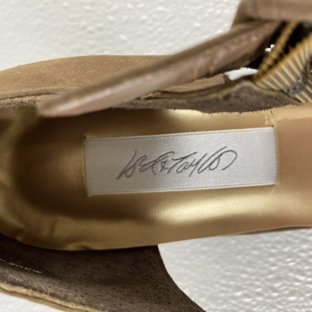 Lord & Taylor Classic Preppy Regencycore Women Suede Ankle Strap Heels 9M Brown - Picture 14 of 16